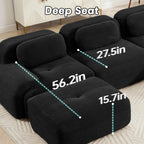 116" Corduroy Modern Minimalist Style Modular Sectional Couch, Convertible Modular Cloud Sleeper Sofa with Ergonomic Design, Modern Boneless Compressed Floor Sectional Sofa for Living Spaces, Black