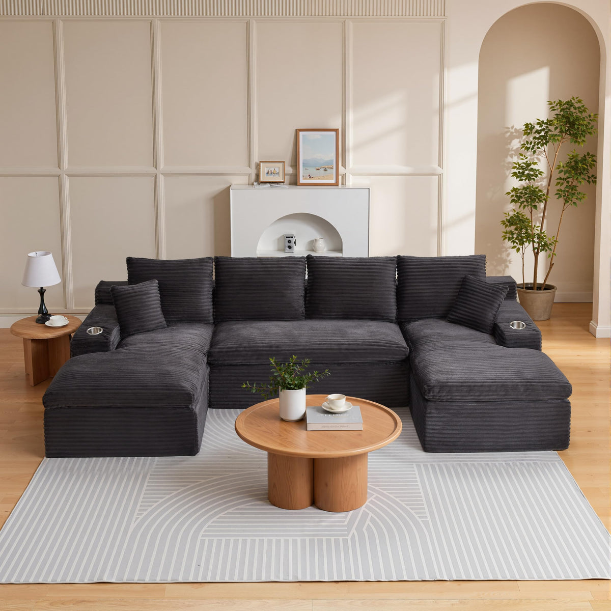 120" U Shaped Sectional Couches, Modular Sofas with Chaise