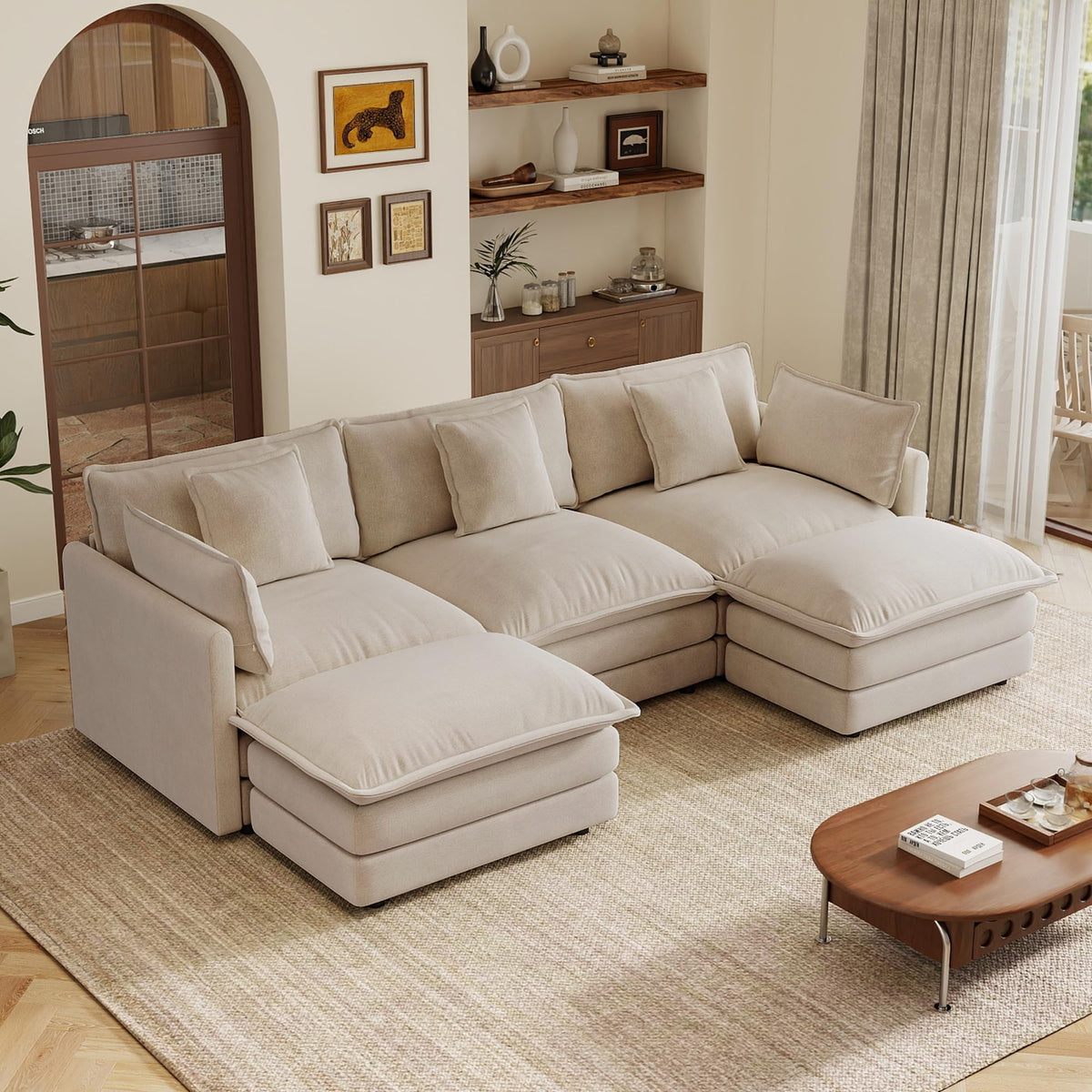 103.8" Modular Cloud Couch Chenille Sectional Sofa L Shaped Couch