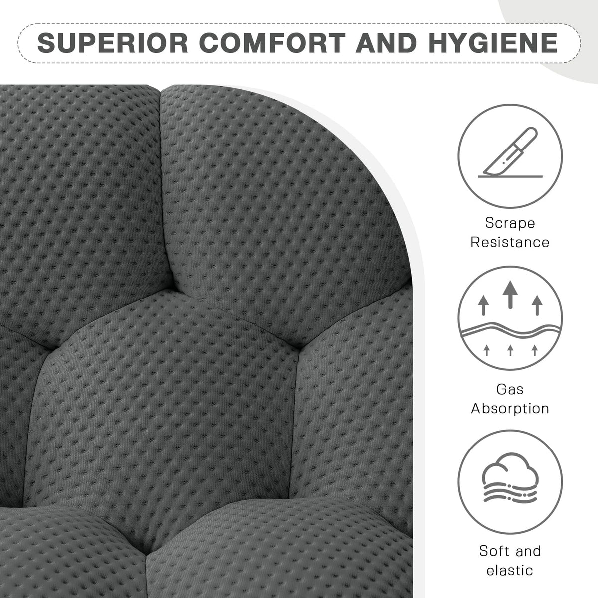 WJShome Bubble Sofa Couch,98'' Modern Curved Sofas for Living Room, 3 Seater Lazy Floor Sofa, Large Bean Bag Chair,Deep Seat Floor Sofas Chair Lounge for Office, Apartment(Dark Gray)