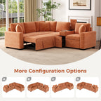 120.5" L-Shaped Modular Sectional Sofa with Convertible Sofa Bed, Reversible Sleeper with Pull-Out Bed, Cup Holders and Ample Storage Space for Living Room