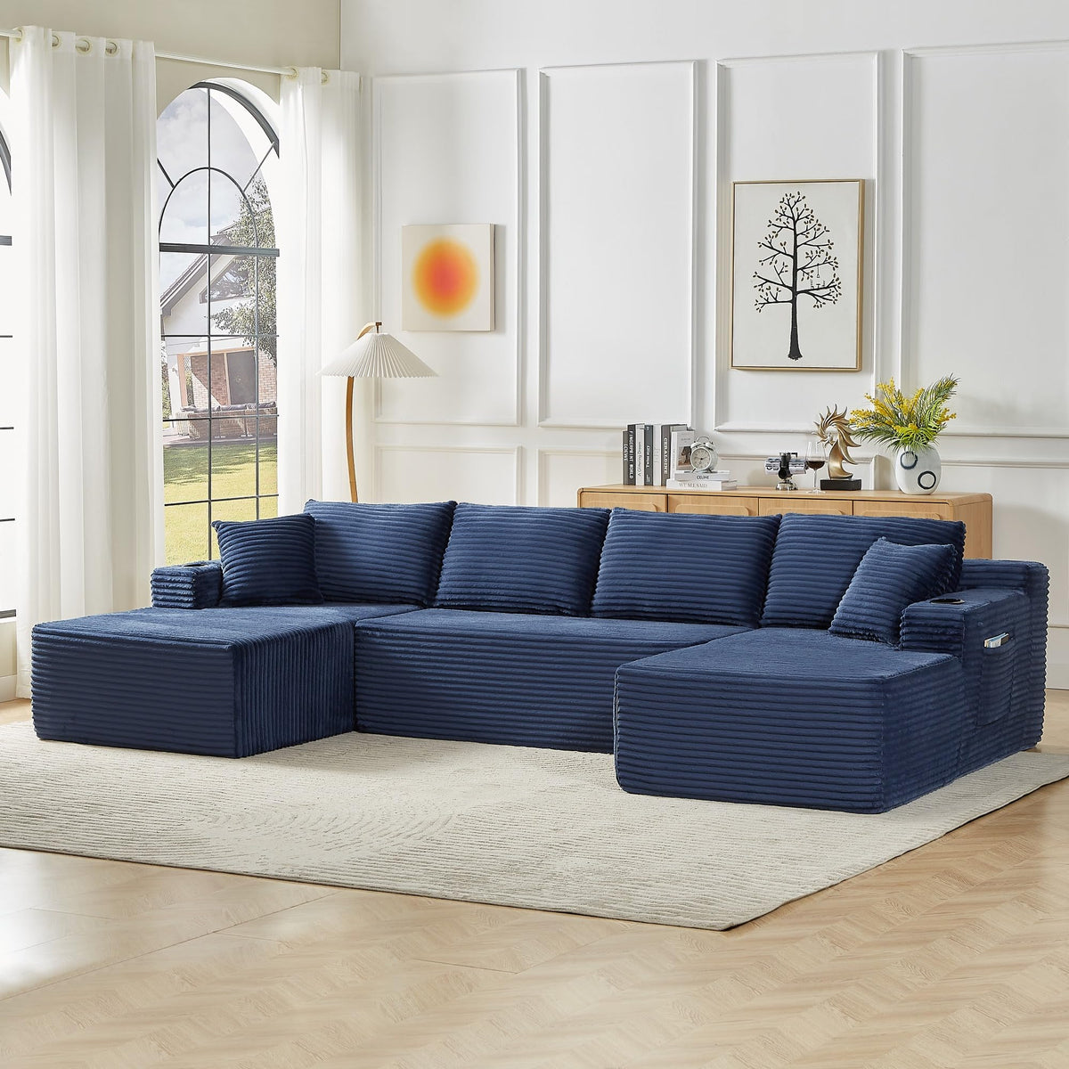 125" Modular Sectional Sofa,Cloud Sectional Couch with Deep Seat,Boneless Couches for Living Room,No Assembly Required-Green