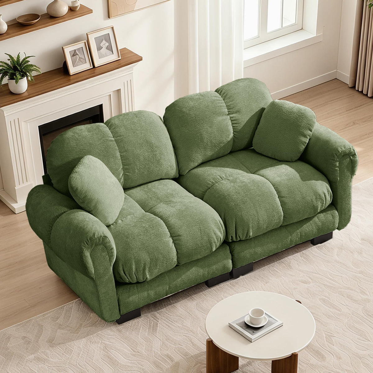 103.9" Modular Cloud Couch, Oversize U-Shaped Sectional Sofa with Ottoman, Deep Seat Chenille Couch, Anti-Slip Design, Modern 3-Seater Sofa for Living Room/Apartment/Bedroom, Brown
