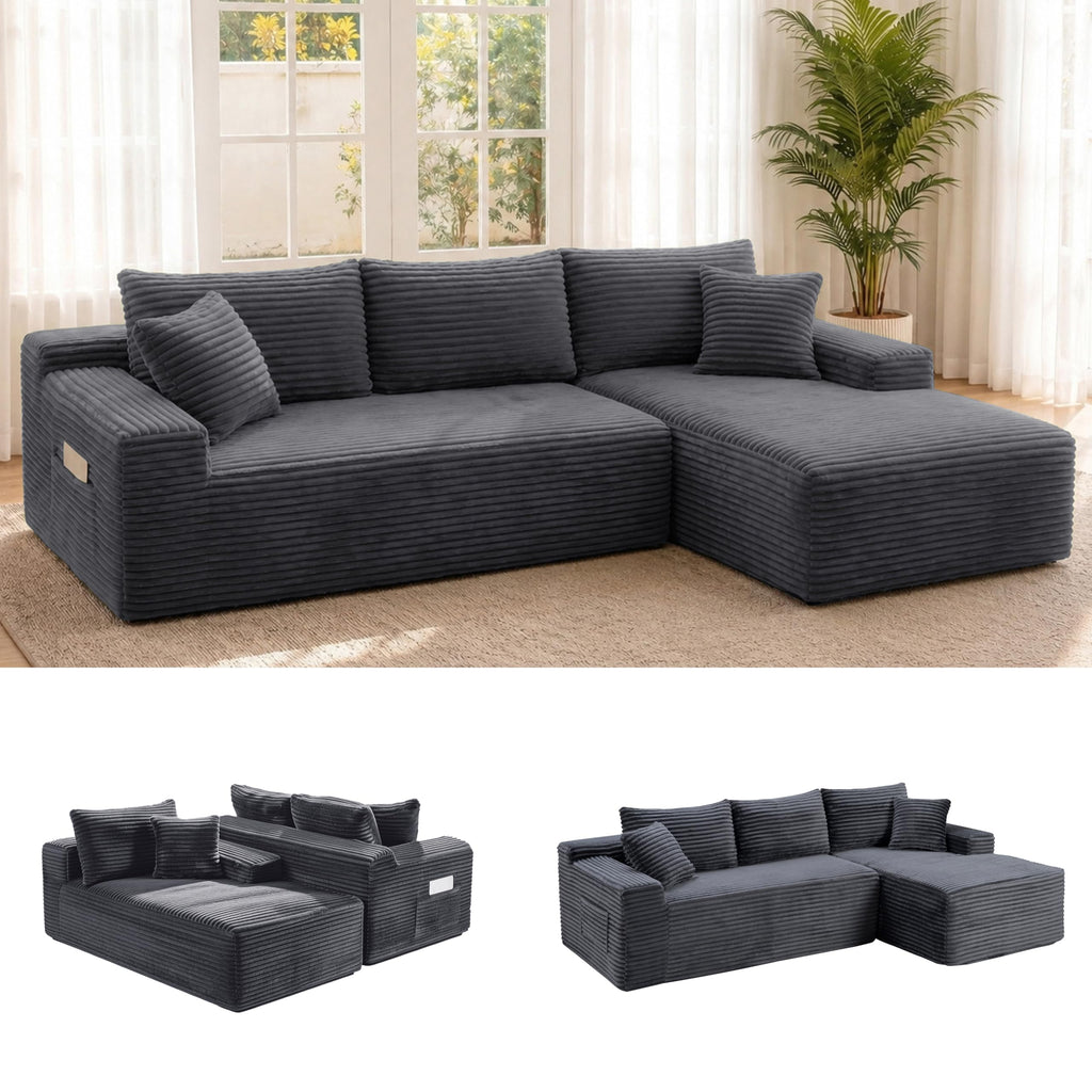 106" Modular Boneless Sofa, Sectional Chaise L-Shaped Couch for Living Room
