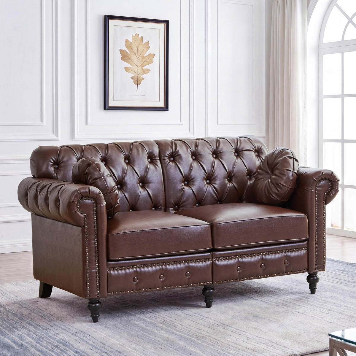 XUZENEST 3-Piece Chesterfield Sofa Set with 3-Seater Sofa&Loveseat&Chair