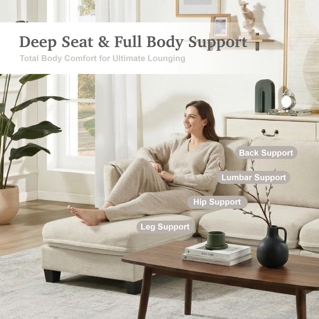VidaNaticle 95" Boneless Modular Sectional Cloud Couch, Beige