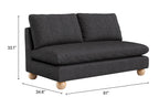 Zuo Minze Loveseat Black, Black Sofa, Modern Style, Textured Weave, Seats up to 2, Solid Rubberwood, Indoor Living, 61" W x 34.6" D x 33.1" H, Non-Stackable