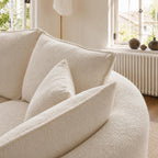 124.8" Modern Curved Sectional Sofa with Chaise, Upholstery Boucle Sofa with Pillows,Sectional Couch for Living Room - (Beige,Right Hand Facing)