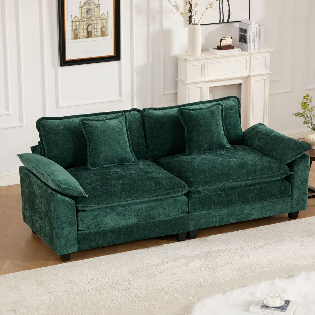 Wider Armrest LoveSeat (Ottoman is not Included), Sectional Couch, for Living Room Bedroom and Apartment, Comfy Double Layer Upholstered Seat Cushion, Breathable Chenille Fabric, Green BF383