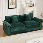 Wider Armrest LoveSeat (Ottoman is not Included), Sectional Couch, for Living Room Bedroom and Apartment, Comfy Double Layer Upholstered Seat Cushion, Breathable Chenille Fabric, Green BF383