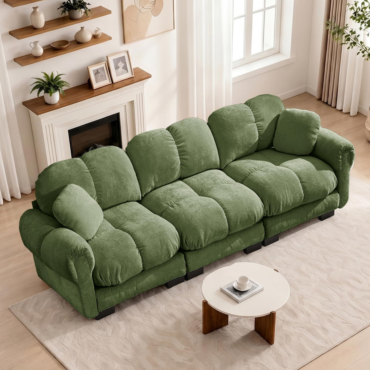 103.9" Modular Cloud Couch, Oversize U-Shaped Sectional Sofa with Ottoman, Deep Seat Chenille Couch, Anti-Slip Design, Modern 3-Seater Sofa for Living Room/Apartment/Bedroom, Brown