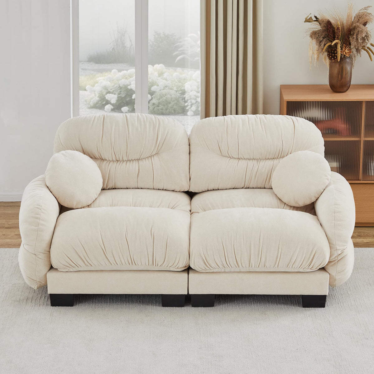 116" Cloud Modular Chenille L Shaped Sectional Sofa with Ottoman, Deep Seat Cloud Couch with Interlocking Metal Connectors for Modern Living Room (Beige, 3S+1O)