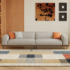 110.24" Mid-Century Modern 4-Seater Sofa, Large Couch with Solid Wood Frame & High-Density Cushions, Upholstered Living Room Sofa for Apartment & Office, Gray