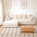 108.6" Sectional Sofa, Thickened Corduroy Sectional Couches for Living Room,Comfortable L Shaped Chaise Sectional Sofa with Storage Ottoman,Eight Throw Pillows,Beige HN428