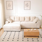 108.6" Sectional Sofa, Thickened Corduroy Sectional Couches for Living Room,Comfortable L Shaped Chaise Sectional Sofa with Storage Ottoman,Eight Throw Pillows,Beige HN428