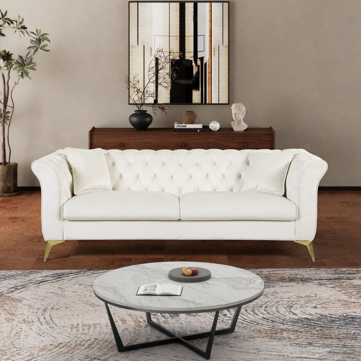 102 Inch Modular L-Shaped Sofa with Storage, Black Linen Fabric Sectional