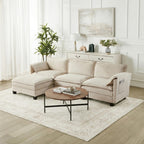 VidaNaticle 95" Boneless Modular Sectional Cloud Couch, Beige