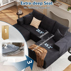 107.5" W Modular Sectional Sofa with Ottoman,Modern Corduroy U-Shaped Cloud Couch with Pillows,Comfy 3-Seater Sofa with Deep-Seat for Living Room, No Assembly Required (Black, Right-Facing Chaise)