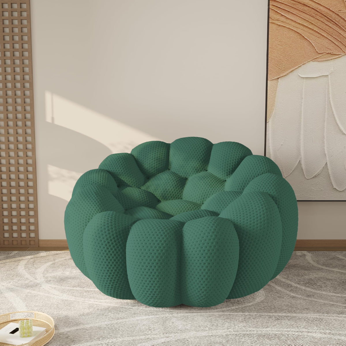 WJShome Modern Bubble Sofa Couch, 79.53" Curved Sofas for Living Room, Boneless Large Bean Bag Chair,Deep Seat Floor Sofas Chair Lounge 3 Seater for Home,Orange
