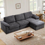 113" Modular Sectional Sofa, L Shaped Cloud Couch with Storage Ottoman