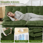 108'' Modular Sectional Couch, L-Shaped Chenille Cloud Sofa with Ottoman, Green Couch with Deep Seat for Living Room
