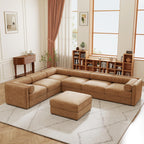 109'' Modular Sectional Sofa, Oversized 4 Seat L Shaped Couch with Storage Ottoman, Extra Deep Seat, Modern Comfy Convertible Chenille Sofa with Chaise, Lounge Couches for Living Room, Camel