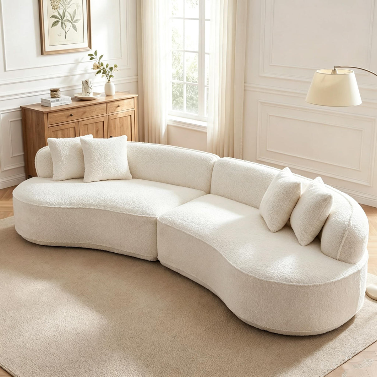 114'' Boneless Sectional Couch, Compression Sofa Oversized Modern Curved Cloud Couch Sectional