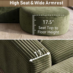 107" U Shaped Modular Boneless Sectional Sofa with 2 Curved Ottomans, Green