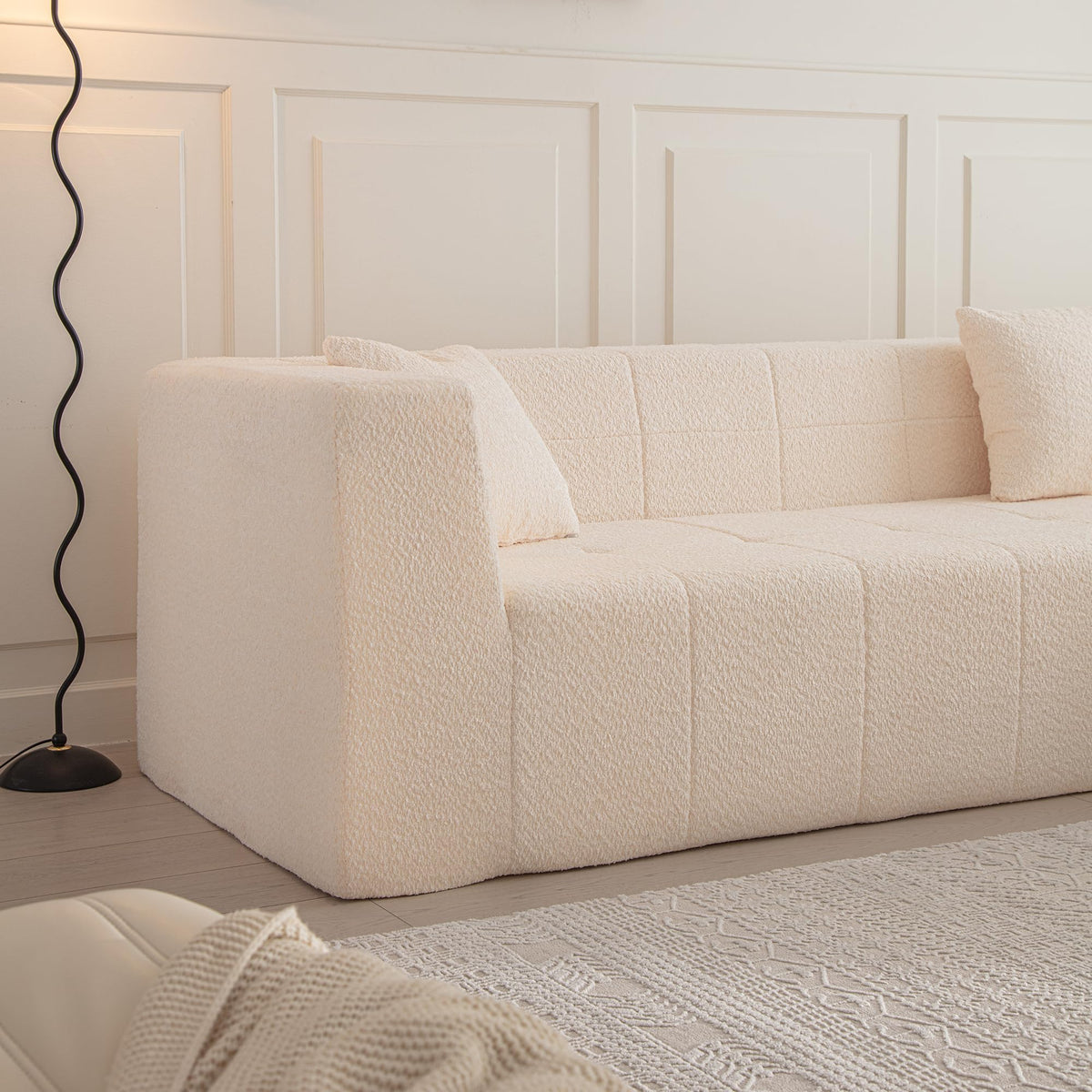 105.5" Modular L Shaped Sectional Floor Couch, Deep Seat Tufted Comfy Sofa Set with Chaise for Living Room