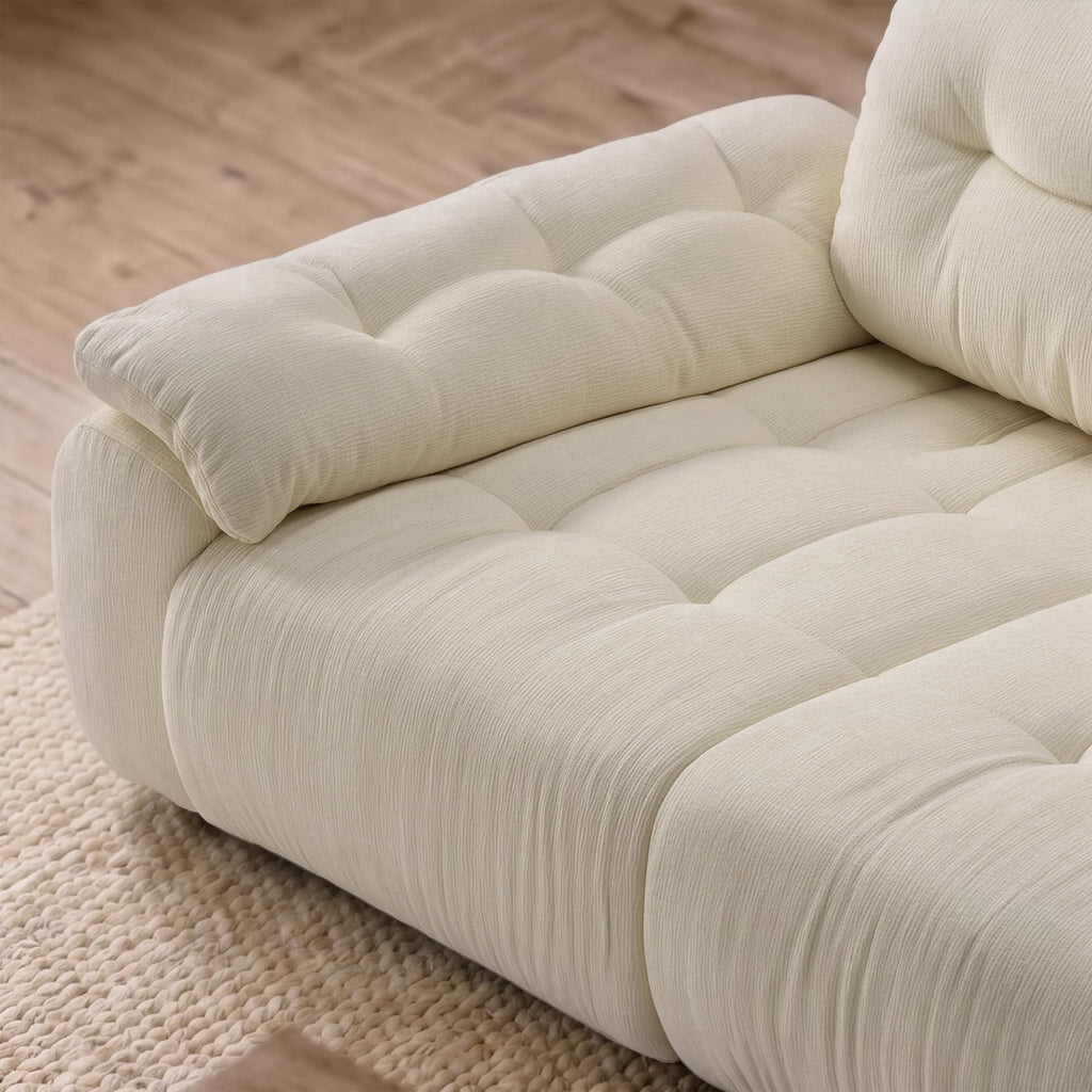 118" Modular Sectional Sofa, Cloud Chenille Couch with Adjustable Back Cushions, Deep Seat Living Room Sofa, Solid Wood Frame, Oversized 3-Seater Sectional for Home & Apartment, Beige