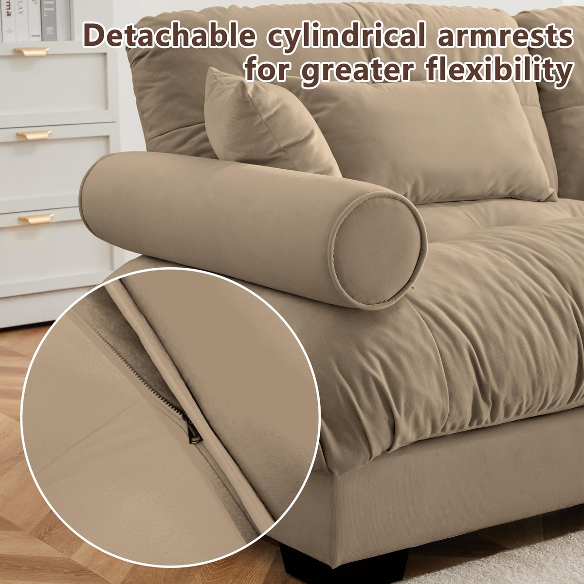 U Shaped Cloud Couches for Living Room Modular Sectional Sofa with Ottomans