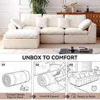 110" Cloud Sectional Couches for Living Room, Warm White