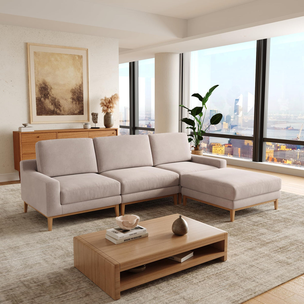 WJShome Oversized LoveSeat Modular Sectional Sofa, Wide Deep Seat Solid Wood Cloud Couch, FSC Certified Comfortable Cloud Couch Sectional, Sofa Covers Removable, White
