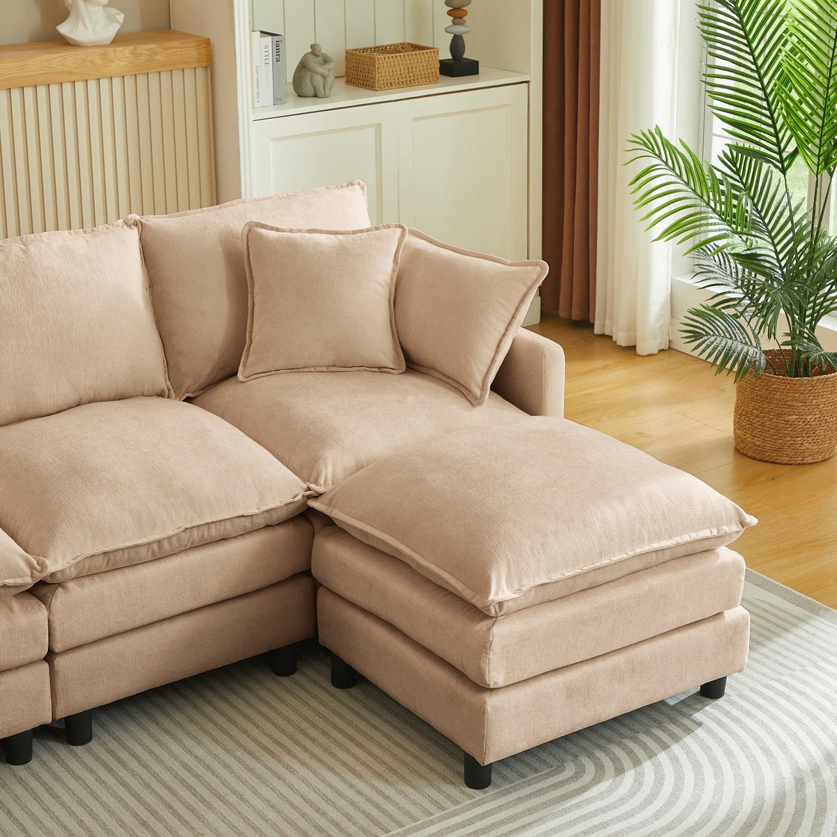 106.3" Chenille Modular Sectional Sofa,Convertible Cloud Couch