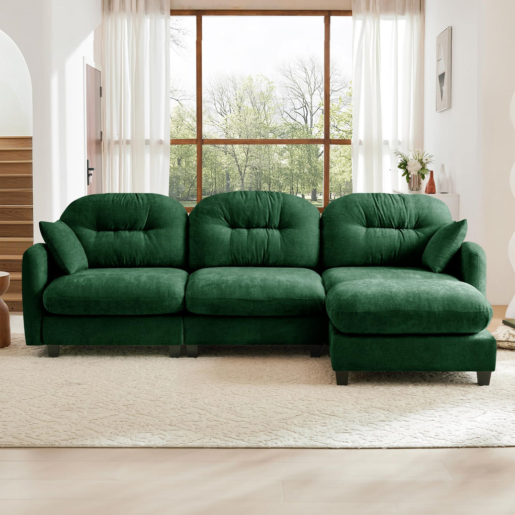 107" Modular Sectional Sofa, Comfy U Shaped Cloud Couch with Ottoman, Chenille Sofa Sleeper Deep Seat Sofas with Throw Pillows for Apartment-Camel