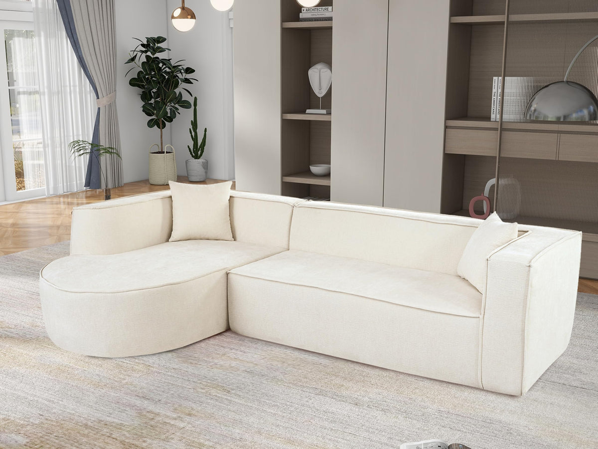 Tidyard Modern Modular Sectional Sofa, L-Shaped Couch with Curved Design, Chenille Fabric, High-Density Foam, 2 Throw Pillows, for Living Room or Study, No Assembly Required