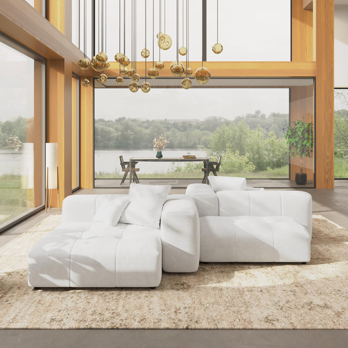 WJShome Oversized Sectional Couches for Living Room,183" V Shaped Couch, 6-Seater Cloud Modular Sectional Sofa, Linen Deep Seat Cloud Couches for Living Room,White