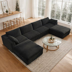 118.2" L‑Shape Modular Cloud Sectional Sofa, 3‑Seater Couch with Ottoman