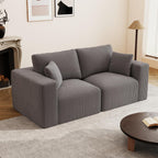 79" Modular Sectional Sofa, Cloud Couch Loveseat Memory Foam Boneless Couch with Chaise, Cozy Upholstered Corduroy Floor Couch, No Assembly Required Living Room Furniture for Apartment, Beige