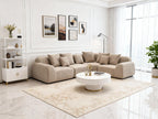118” Oversized Cloud Sectional Couch with L-Shape Chaise,Velvet Curved Modern Modular Sofa with Deep Seat, Boneless Upholstered Couches for Living Room Bedroom,No Assembly Required,Beige