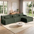 126" L Shaped Boneless Couch, 4-Seat Modular Sectional Sofa with Ottoman, Teddy Fleece Upholstery, Deep Seat Cloud Couch, No Assembly Required,Brown