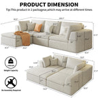 109" Oversized Modular Sectional Sofa L Shaped, Cloud Sectional Couch with Ottoman Deep Seat,Boneless Memory Foam Sofa for Living Room,Teddy Fleece Fabric, No Tools Assembly Required (Beige,1 Ottoman)