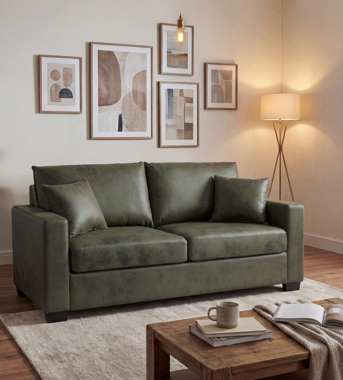 U-Shaped Sofa, Dual Chaise Sectional, 104 Inch, Camel