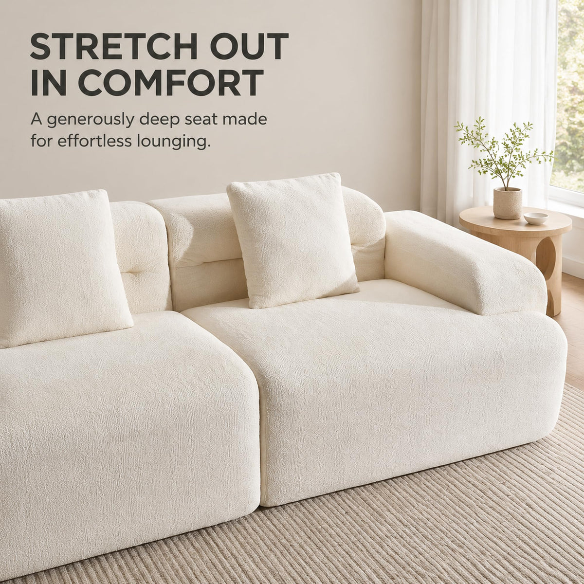 119.69" Modular Corduroy Sectional Sofa with Ottoman