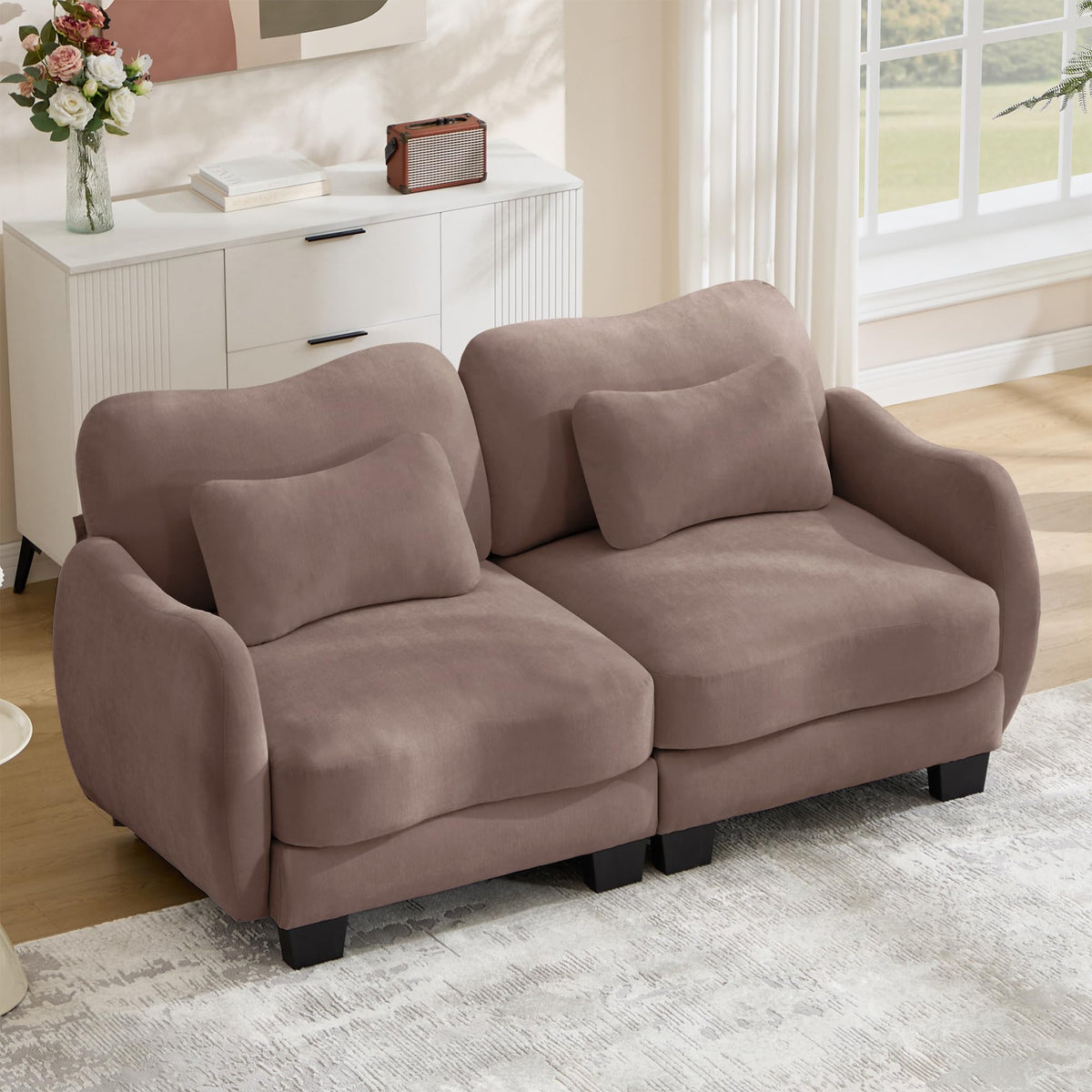 101.1" Modular Cloud Couch Deep Seat Sectional Sofa L Shaped Couch