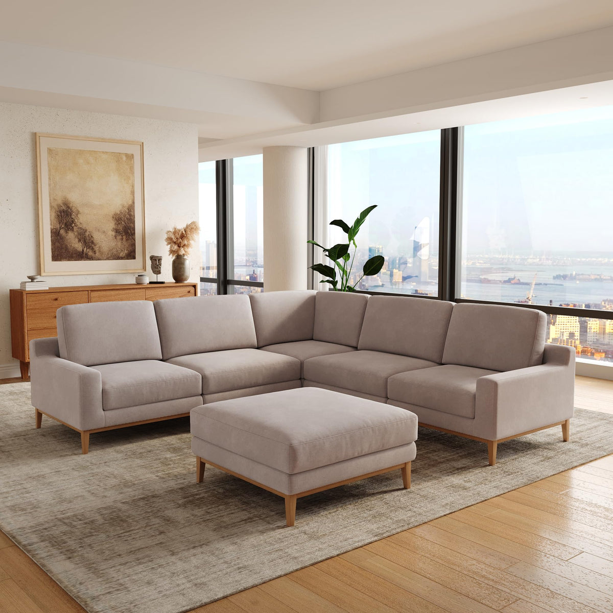 WJShome Oversized LoveSeat Modular Sectional Sofa, Wide Deep Seat Solid Wood Cloud Couch, FSC Certified Comfortable Cloud Couch Sectional, Sofa Covers Removable, White