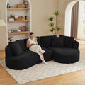 121 inch Boneless Cloud Modular Sectional Couch, Wide Curved L Shaped Sofa with Chaise | Corduroy Fabric | Compressed Foam Sofa for Living Room | No Assembly Black