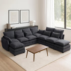 114" Modular Sectional Sofa, Sectional Couches for Living Room, U Shaped Cloud Couch with Storage, Waterproof, Wide and Deep Seat, 6 Seats 2 Ottomans (Black)