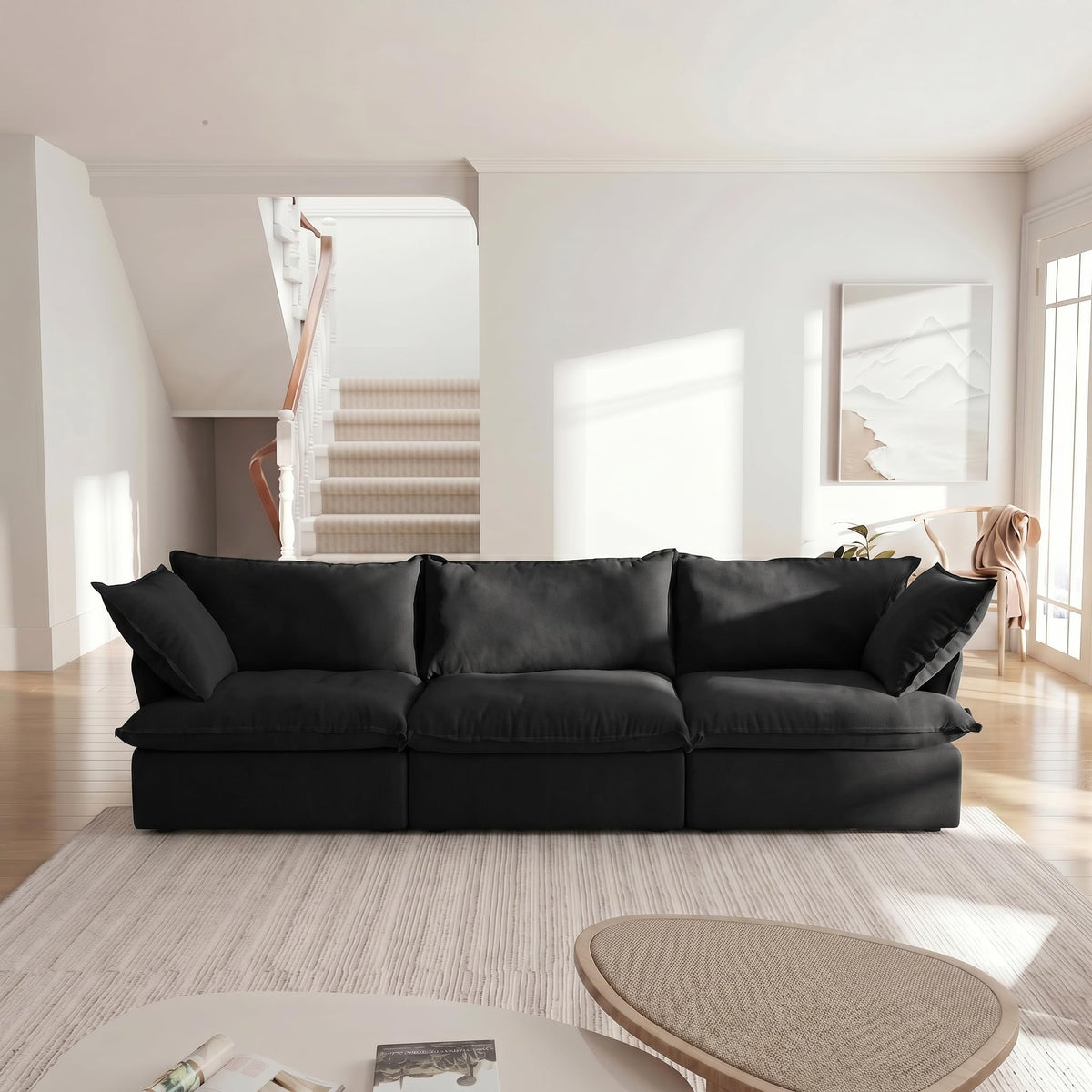 WJShome U-Shaped Sectional Couches for Living Room, Modern Modular Sectional Sofa with Storage Ottomans, Modern Comfy Sleeper Sofas for Home Family, Covers Removable & Washable, Beige