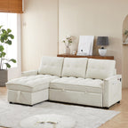 Tidyard Reclining Sectional Sofa, Pull Out Sleeper Bed with USB Charging Ports, 71.3 Inch L Shaped Couch with Storage, Chenille Fabric for Living Room